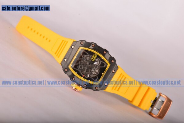 Richard Mille RM35-01 1:1 Replica Watch Carbon Fiber Yellow Rubber Strap (GF)